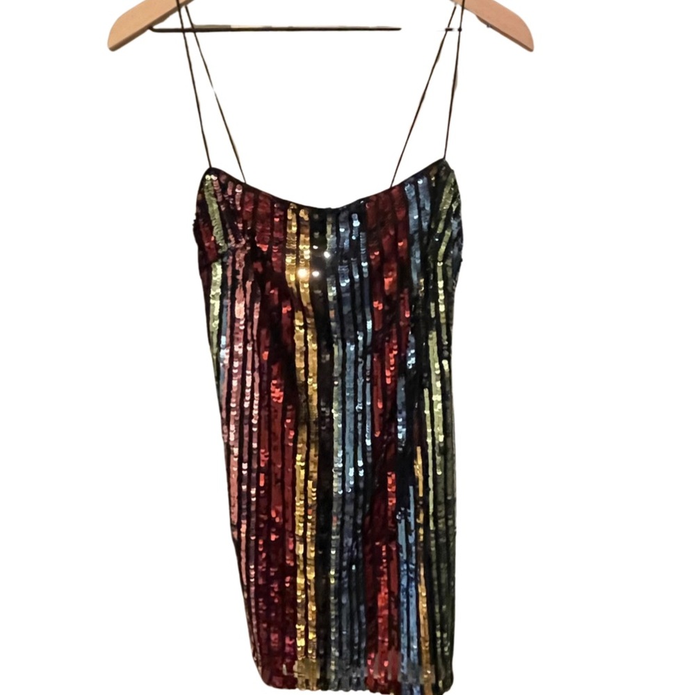 NWT Sequin Striped Mini Dress - Multicolor